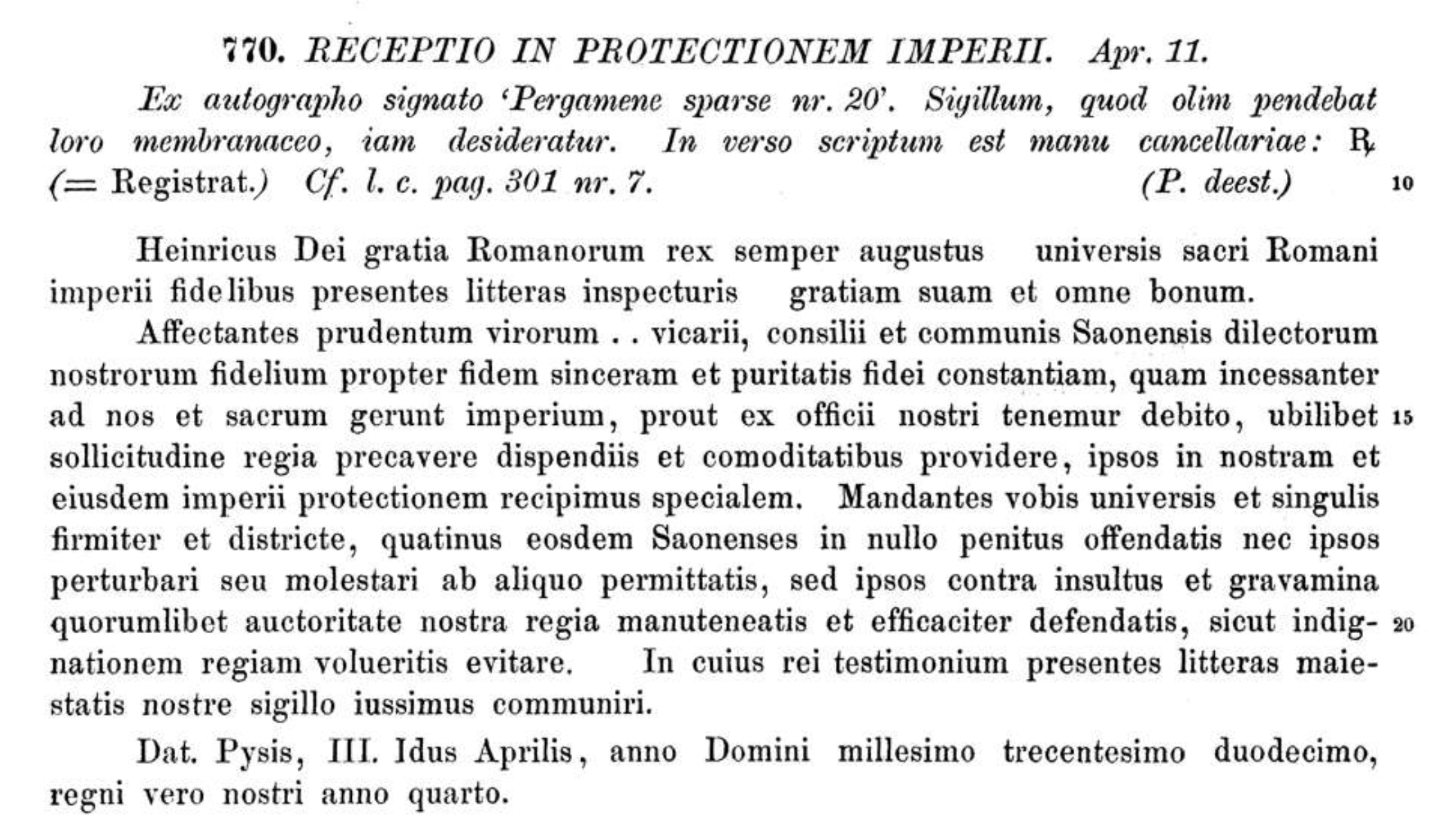 MGH Const. 4 II (1909-1911), S. 764, Nr. 770.